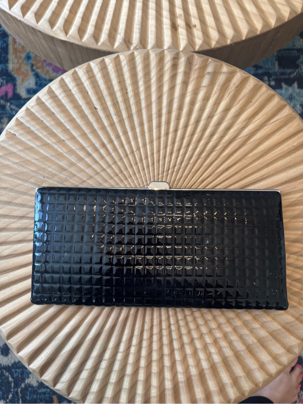 Lodis Black Patent Leather Clutch Wallet - Picture 2 of 8